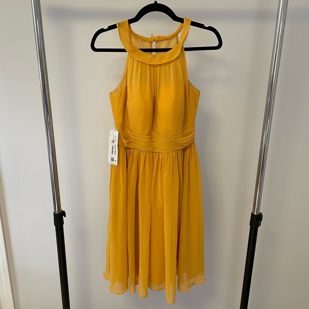 Azazie Taylor Marigold bridesmaid dress